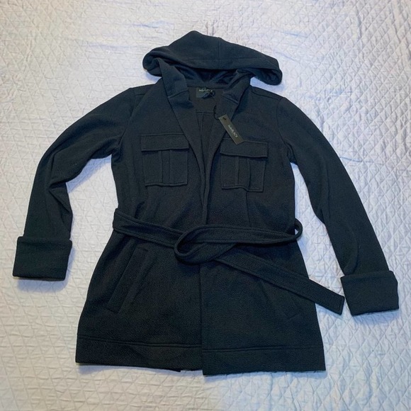 𝅺bobiblack black hooded textured jacket Size M - Picture 5 of 10